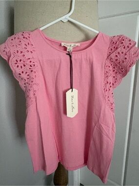 Vine & Love Pink Eyelet Cap Sleeve Top